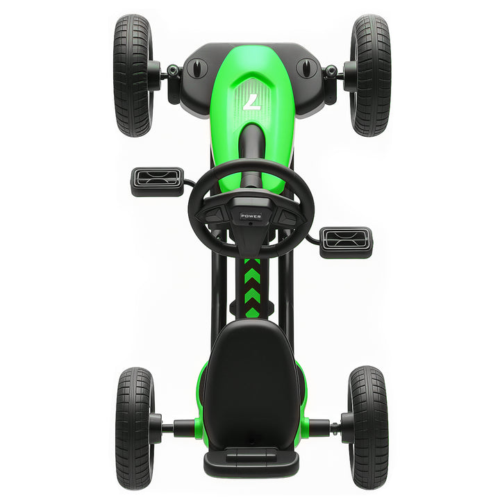 AIYAPLAY Pedal Go Kart for Kids 2-5 Years, with Silent EVA Wheels, Metal Frame, Green
