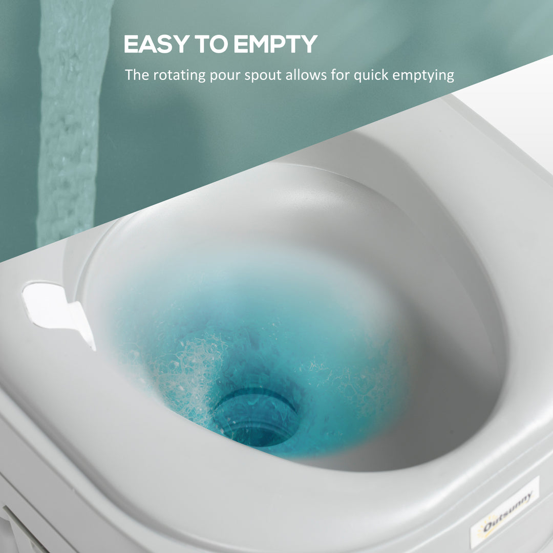 Portable Toilet for Adults, 22L Camping Toilet with Seat, Lid and Anti-Leak Handle Pump, Outdoor Travel Toilet with Detachable Tanks for Camping, Boating, Hiking, Travel, RV, Grey