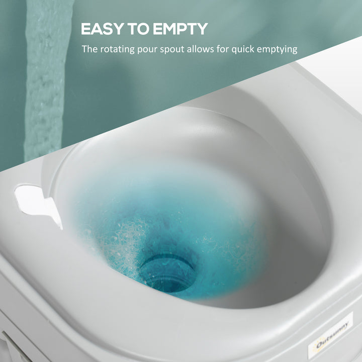 Portable Toilet for Adults, 22L Camping Toilet with Seat, Lid and Anti-Leak Handle Pump, Outdoor Travel Toilet with Detachable Tanks for Camping, Boating, Hiking, Travel, RV, Grey