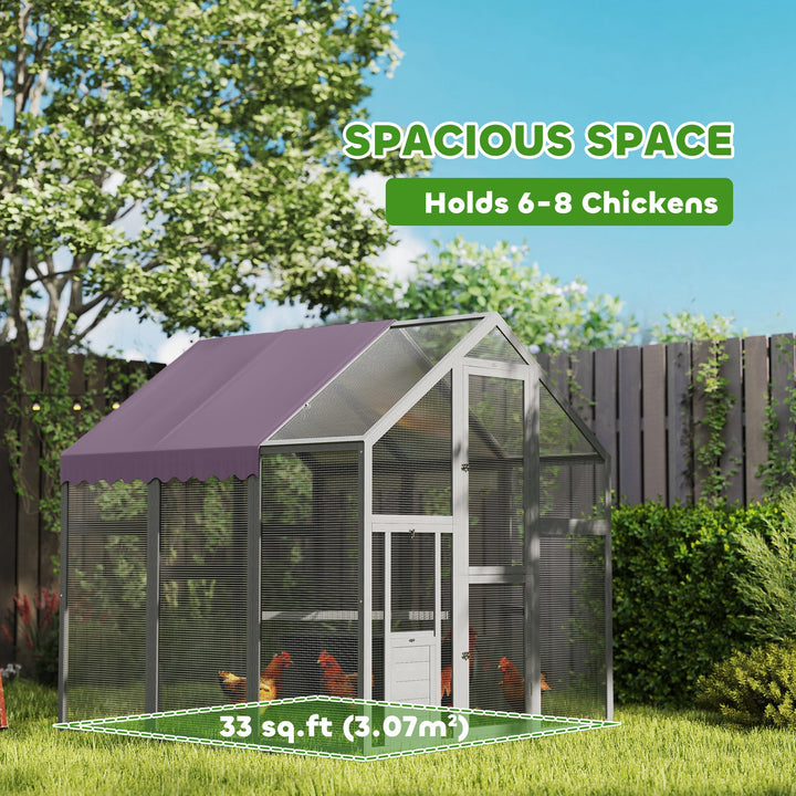 MCL Large Walk In Chicken Run with Waterproof & Anti-UV Cover, for 6-8 Chickens, for Garden, Farm, 5.5' x 6' x 6'