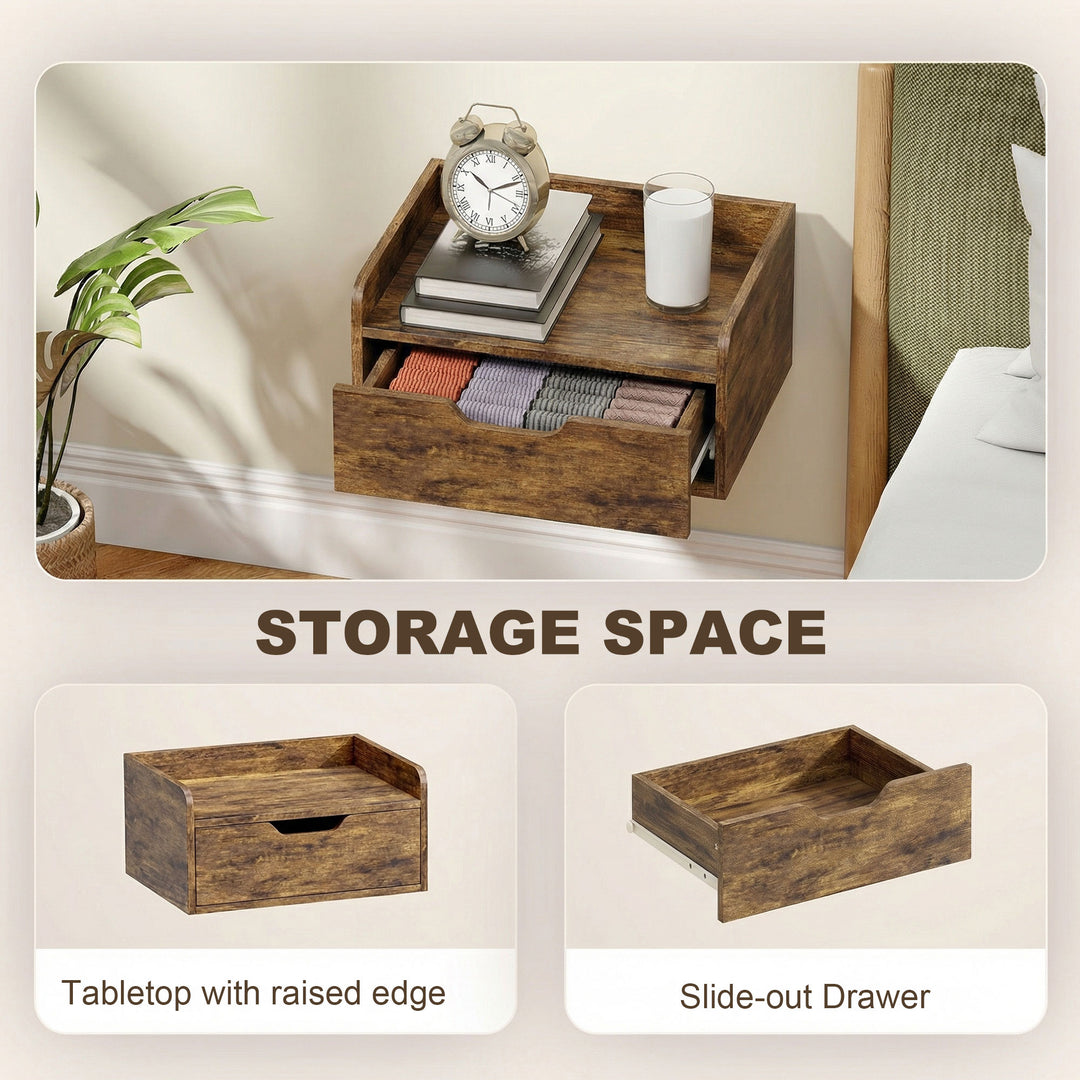 Floating Nightstands Set of 2, Wall Mounted Bedside Table with Drawer 