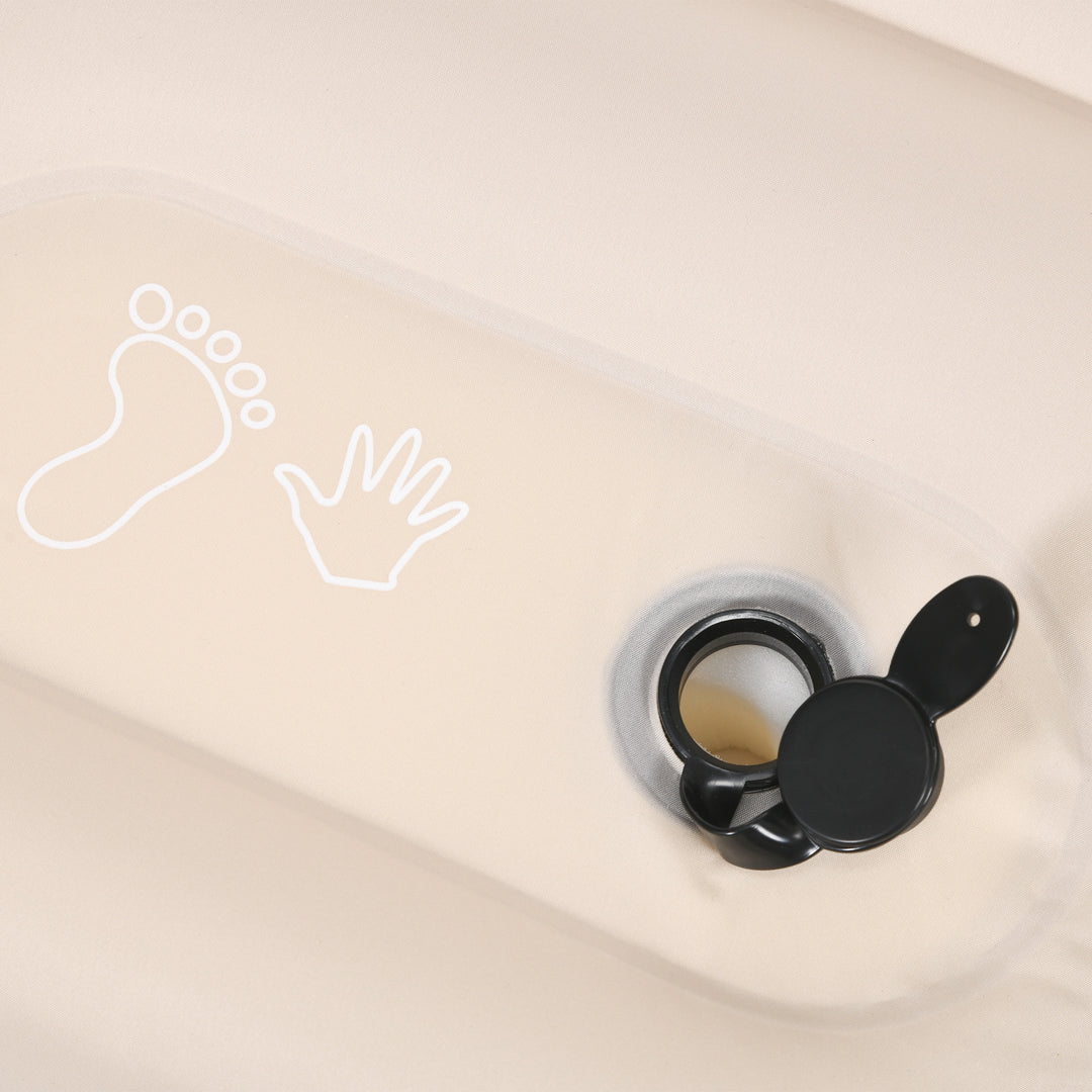 Double Inflatable Mattress, with Built-In Pump - White