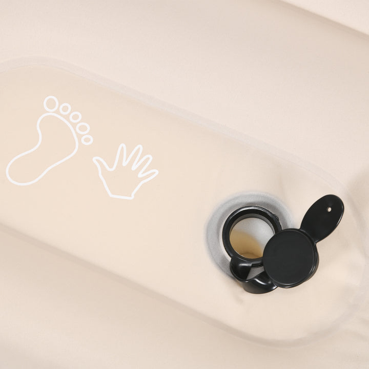 Double Inflatable Mattress, with Built-In Pump - White