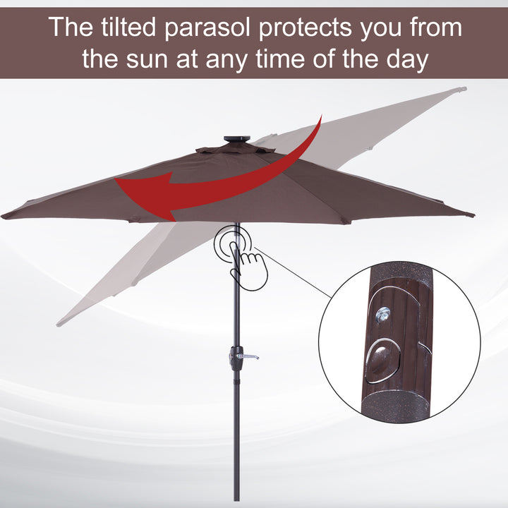 Outsunny Umbrella Parasol 24 Solar LED