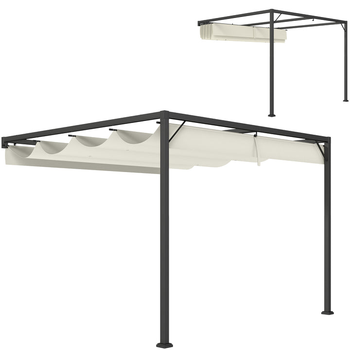 3 x 3 m Pergola, with Sliding Canopy - Cream White