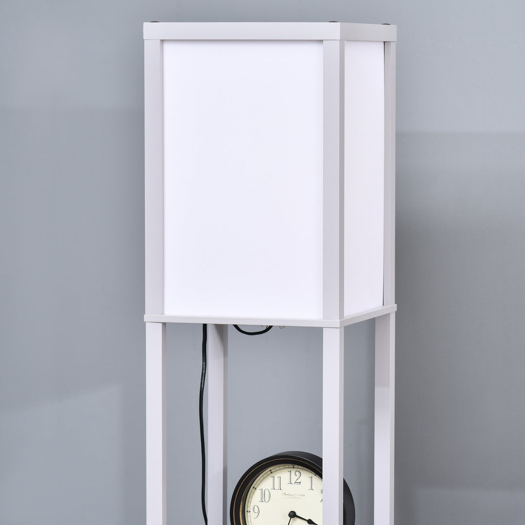 MCL 3-Tier Floor Lamp, Floor Light with Storage Shelf, Reading Standing Lamp with Acrylic Shade for Living Room, Bedroom, Kitchen, Dining Room, Office, Dorm, 160cm, Grey