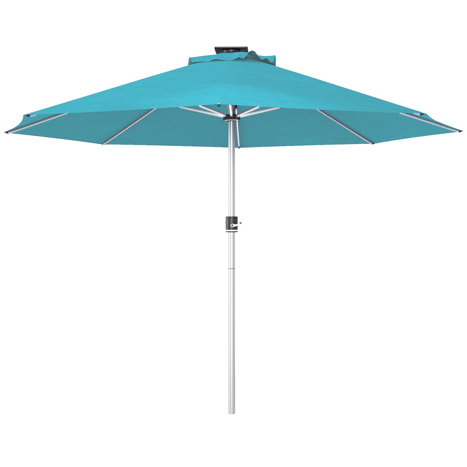 3m Parasol, with Solar-Powered LED Lights - Blue