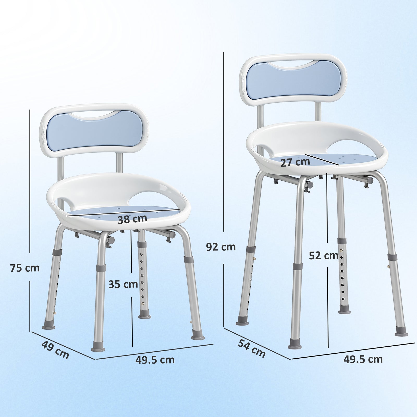 Shower Chair with Padded Seat Adjustable Height Shower Stool Bath Seat