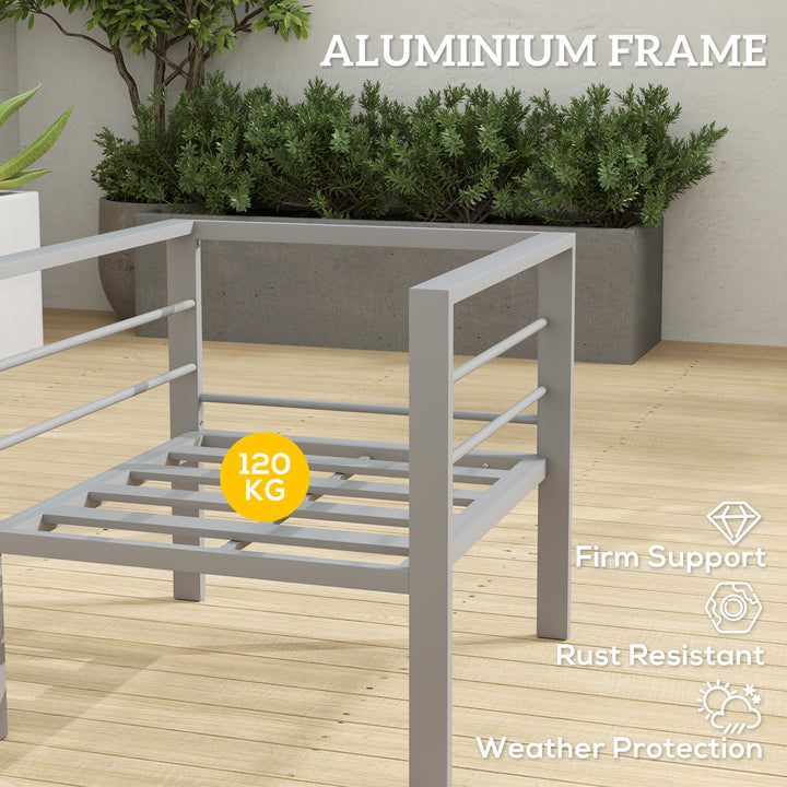 Garden Sofa Set of 2, All-Weather Garden Sofa Set with Removable Cushions, Metal Frame Outdoor Furniture for Balcony, Charcoal Grey