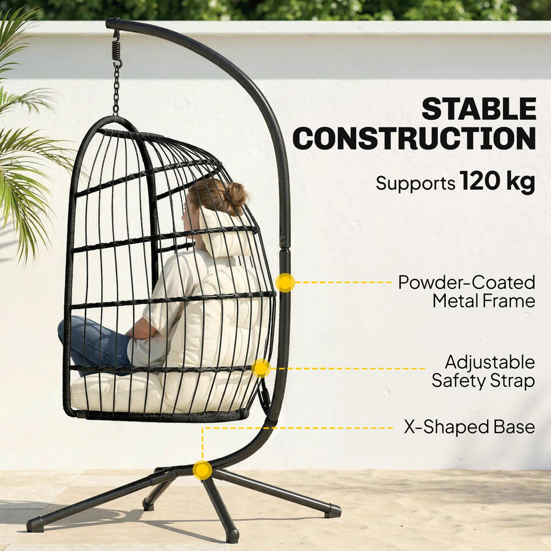 Hanging Egg Chair, Indoor Outdoor Hammock Swing Chair with Stand, Safe