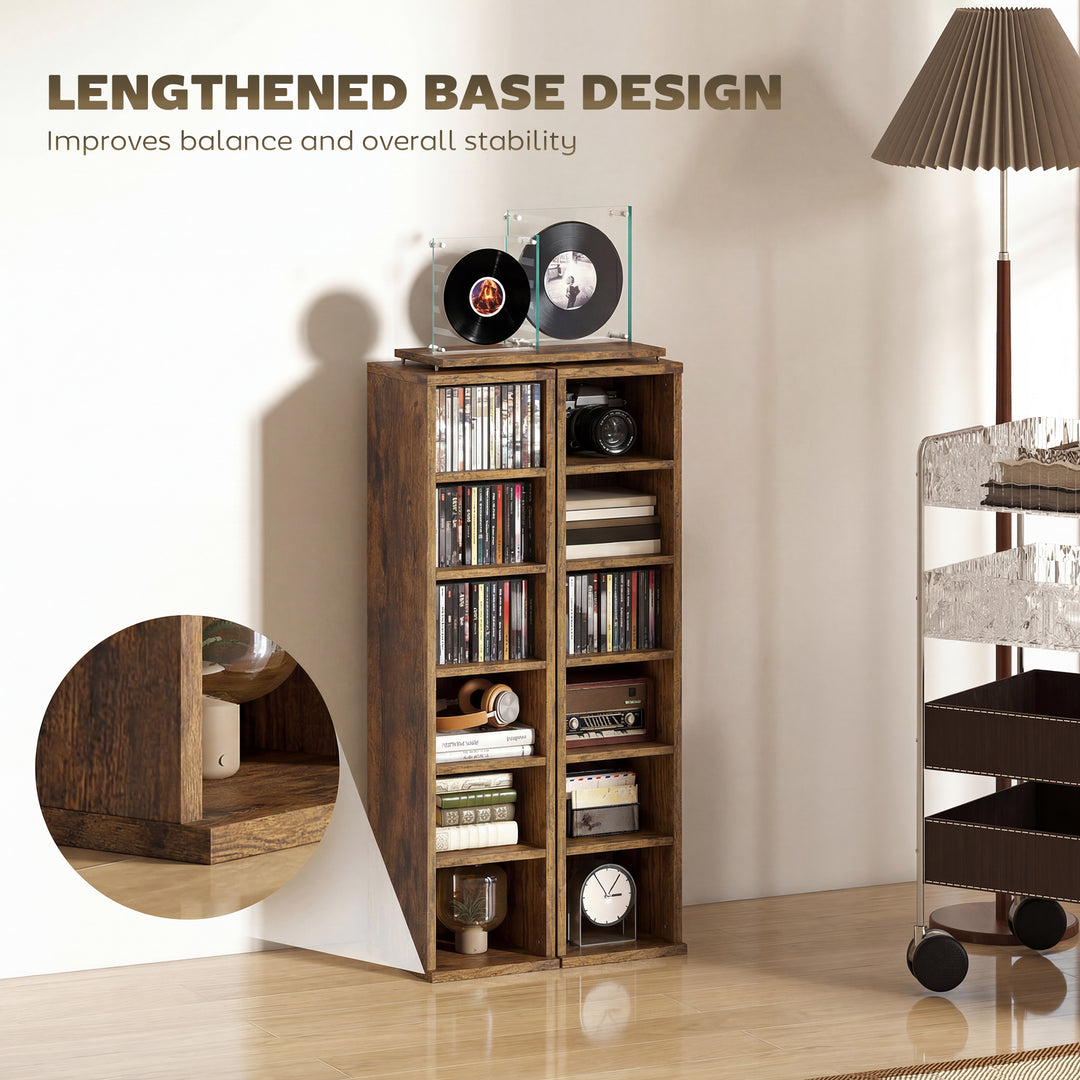 Set of 2 CD Media Display Shelf Unit Tower Rack with Adjustable Shelve