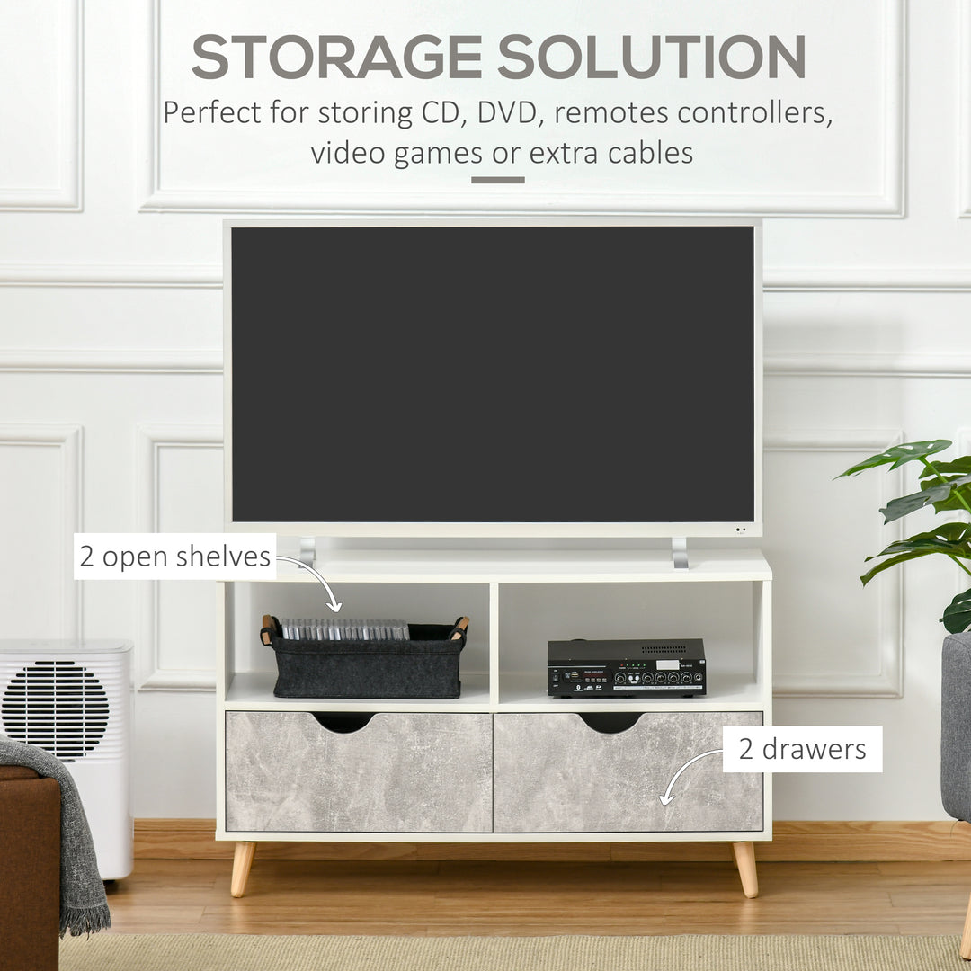 TV Stand Cabinet for TVs up to 42", Modern TV Unit with Shelf, Drawers and Storage Cabinet, Entertainment Center for Living Room, Grey