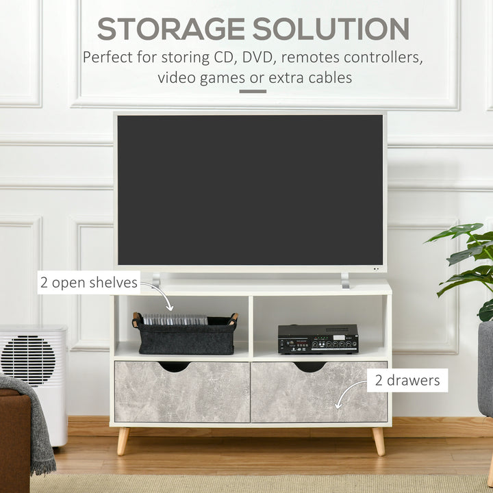 TV Stand Cabinet for TVs up to 42", Modern TV Unit with Shelf, Drawers and Storage Cabinet, Entertainment Center for Living Room, Grey
