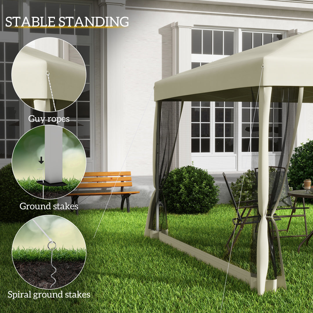 3 x 3(m) Pop Up Gazebo with 4 Mesh Sides and Carry Bag, Height Adjustable Party Canopy Tent, Portable Garden Outdoor