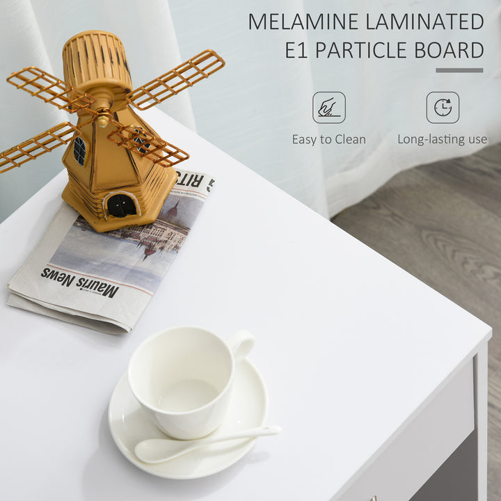 MCL Compact Computer Desk, Study Table with Drawer and Storage Compartment, Writing Workstation, White