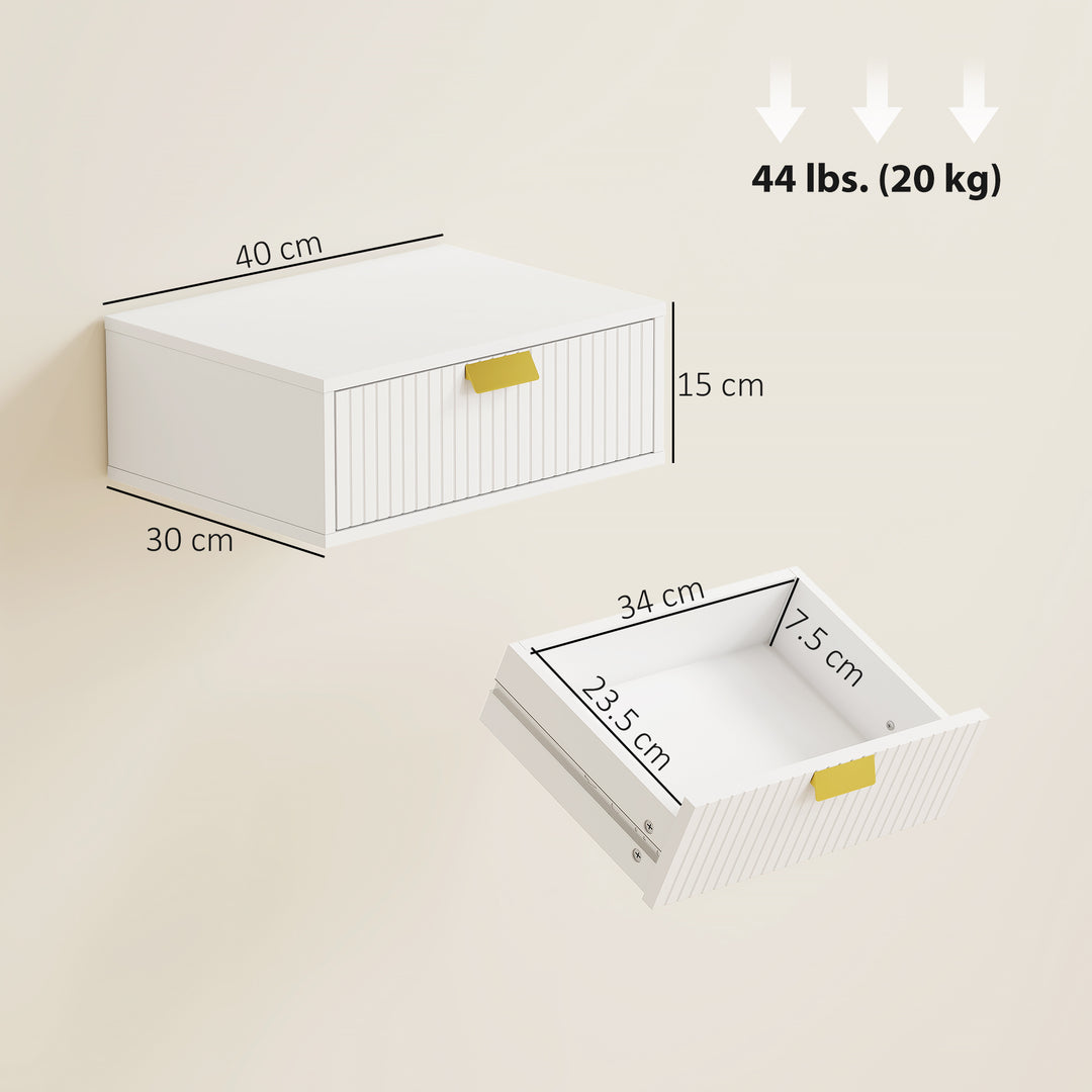 Modern Floating Nightstands Set of 2, Wall Mounted Bedside Tables with