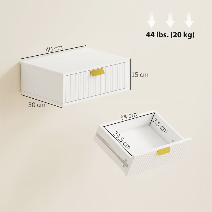 Modern Floating Nightstands Set of 2, Wall Mounted Bedside Tables with