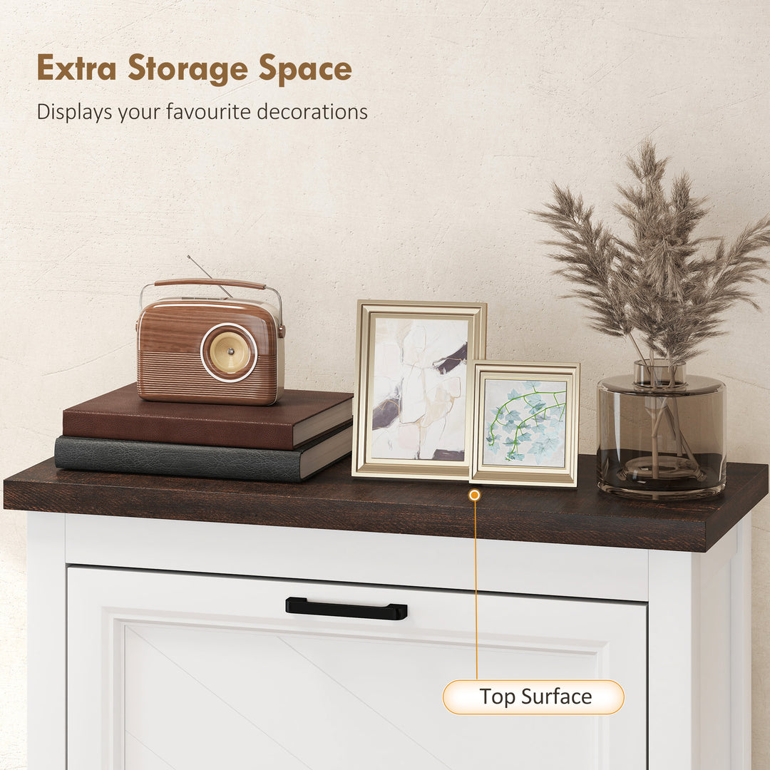 Shoe Cabinet with 3 Flip Drawers, Farmhouse Narrow Shoe Storage Cabine