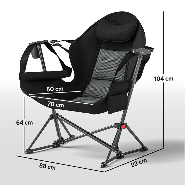 Hammock Camping Chair Set of 2, Adjustable Back Portable Swinging Camping Chair with Cup Holder, Headrest, Padded Seat and Carry Bag for Travel Fishing Hiking, Black