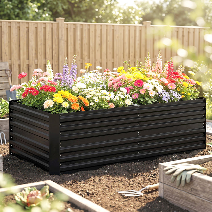 Raised Beds for Garden, Galvanised Steel Outdoor Planters with Multi-r