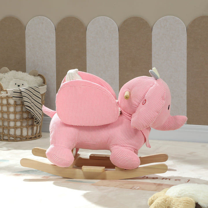 Kids Rocking Horse, Baby Ride on Elephant Rocker with Safety Belt and Sound for Toddlers 18 to 36 Months