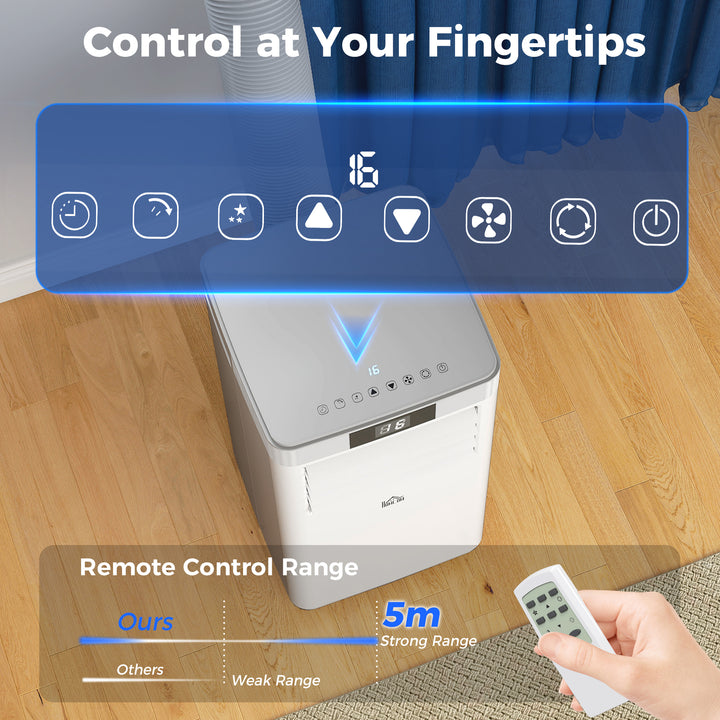 MCL 7000 BTU Air Conditioning Unit, 3-in-1 Portable Air Conditioner, Dehumidifier, Cooling Fan with Remote Control, LED Display, 2 Speeds, 24H Timer, Window Venting Kit, 15m²