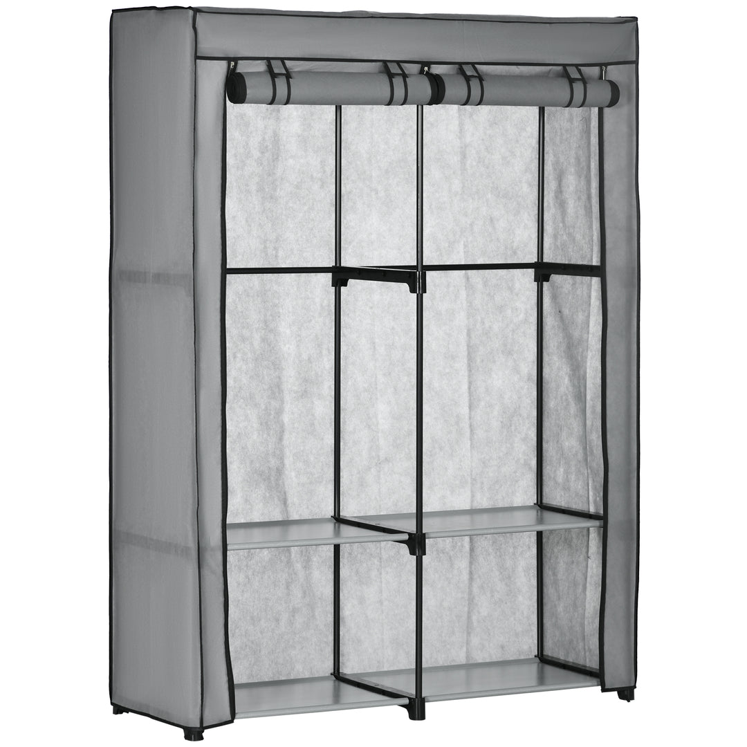 MCL Steel Frame Fabric Wardrobe, with Rail and Shelves - Light Grey