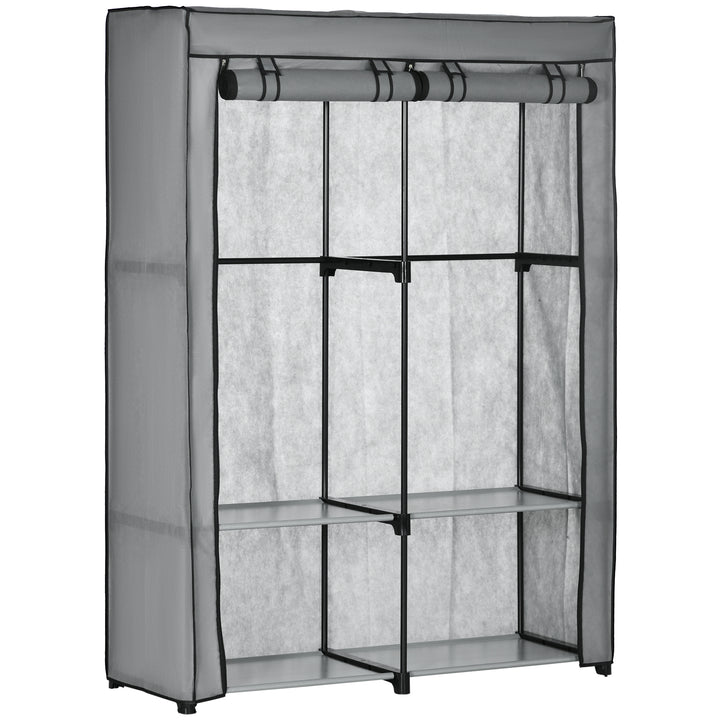 MCL Steel Frame Fabric Wardrobe, with Rail and Shelves - Light Grey