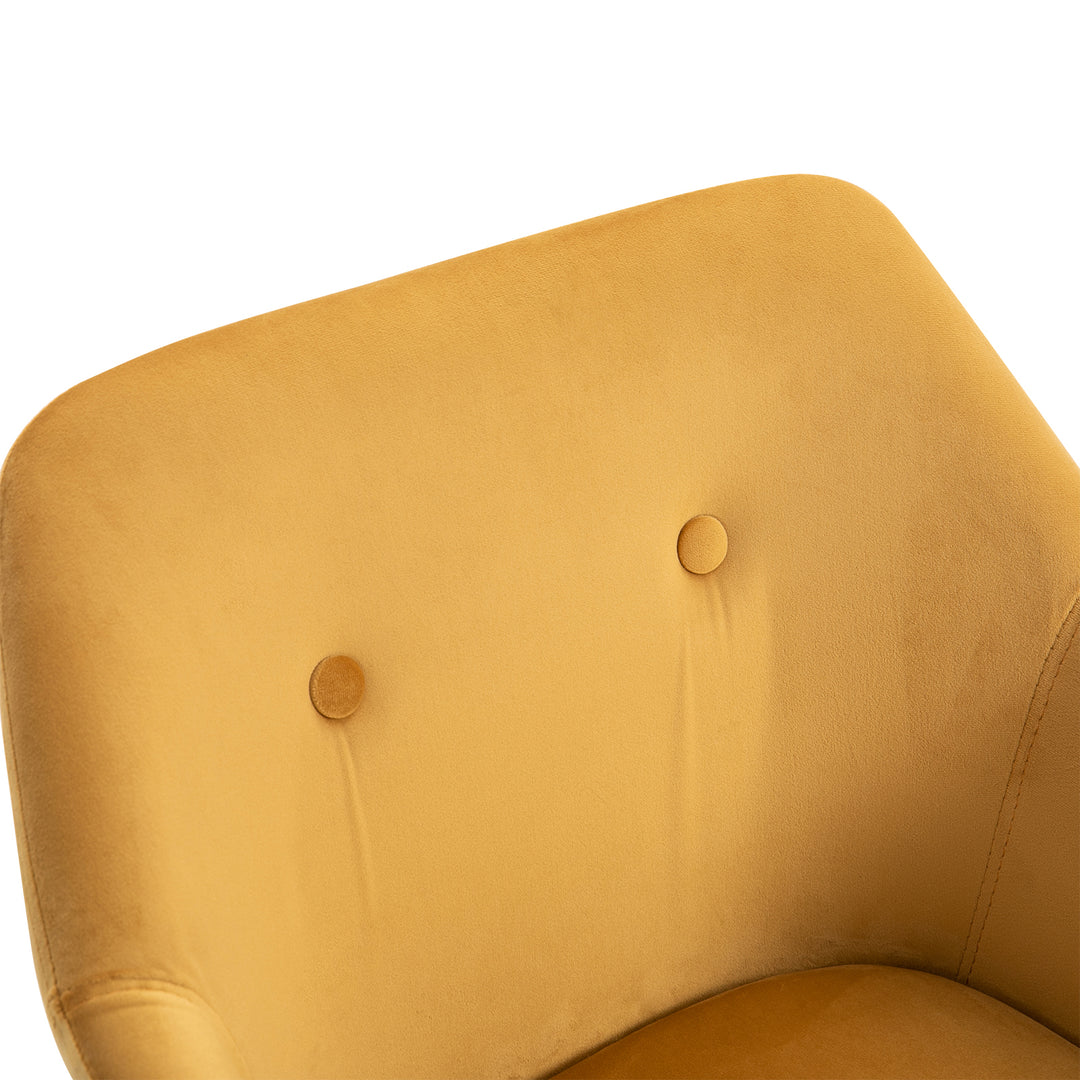 Dining Chairs Set of 2 Modern Upholstered Fabric Velvet-Touch Leisure Chairs with Backrest and Armrests, Lounge Reception Chairs for Home Office Kitchen Counter, Yellow