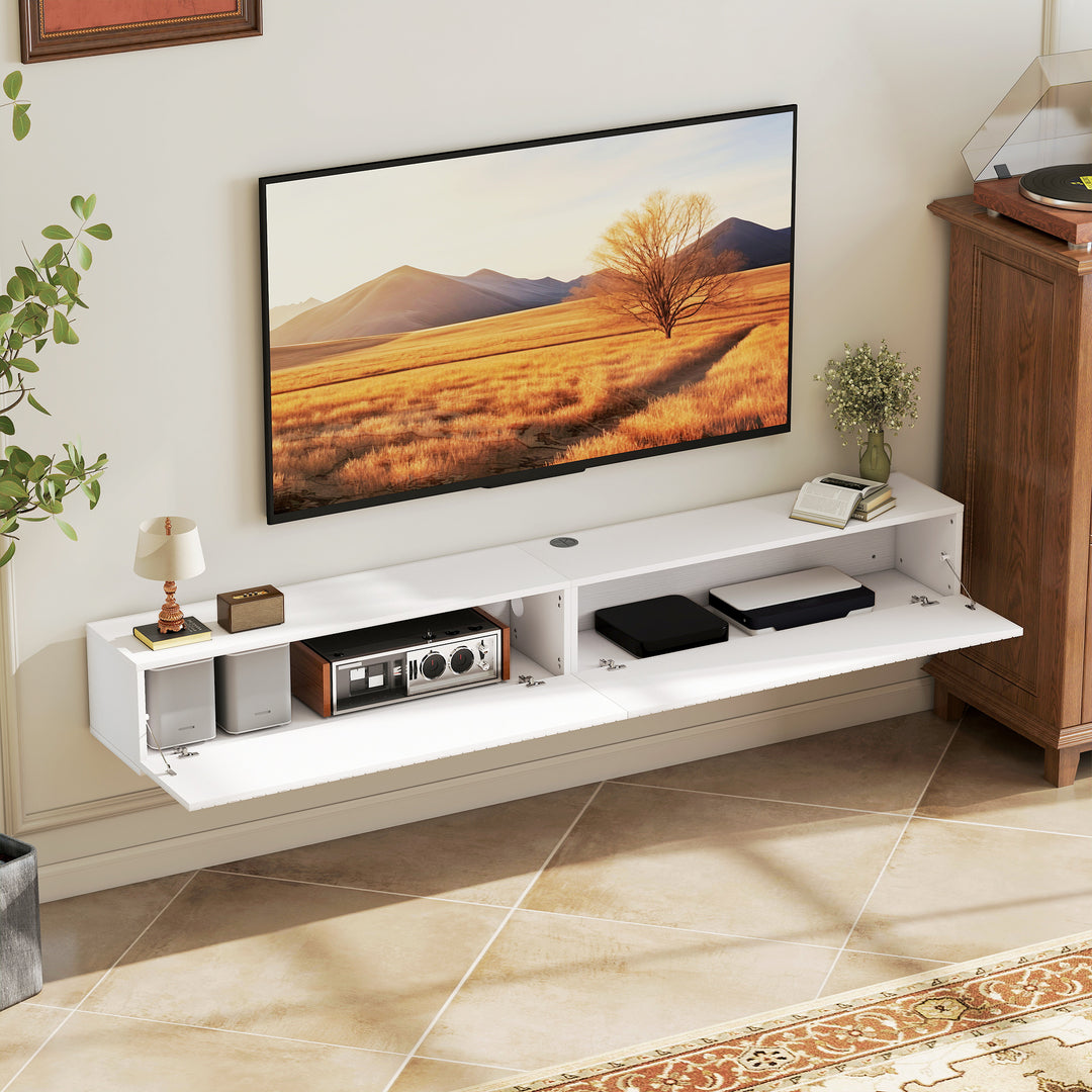 80cm Floating TV Stand, Wall Mount TV Unit with Cable Management Hole,