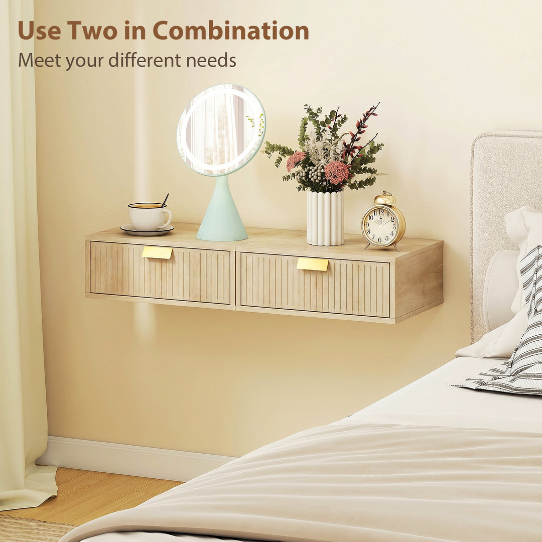 Modern Floating Nightstands Set of 2, Wall Mounted Bedside Tables with