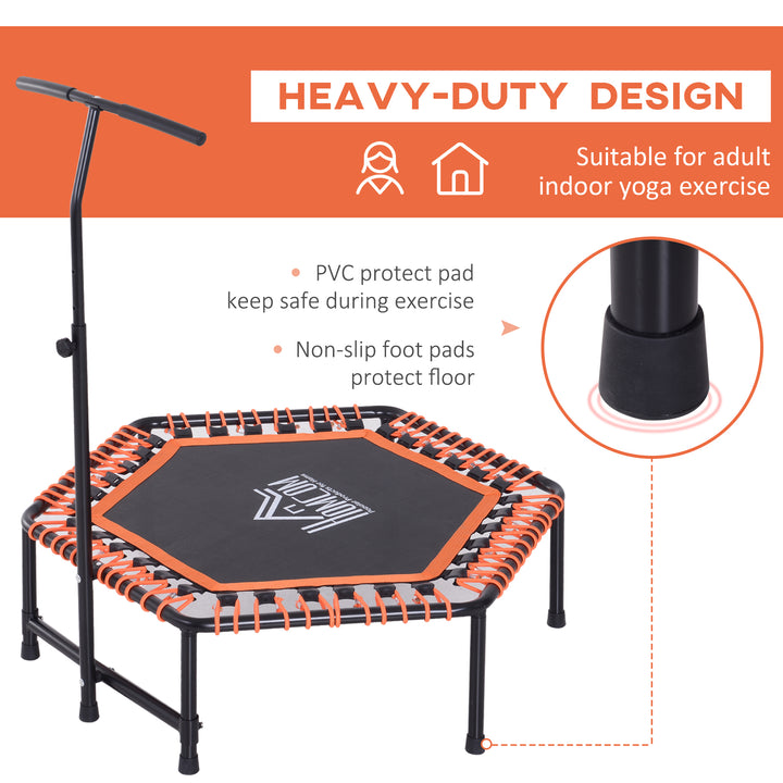 Mini Trampoline W/Adjustable Handle Bar - Black/Orange