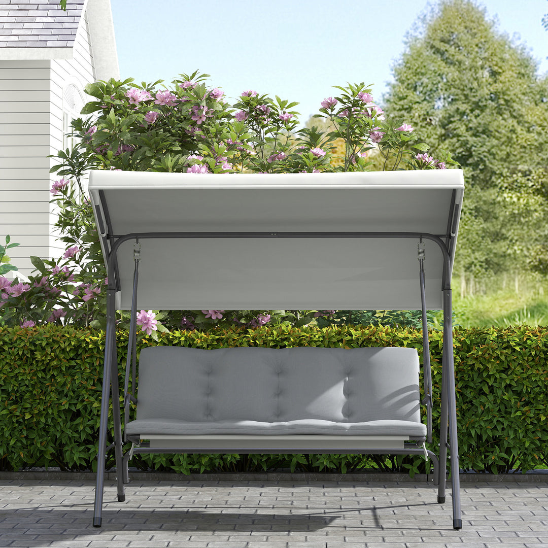 Three-Seater Garden Swing Seat - Light Grey
