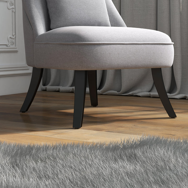Fabric Single Sofa, Tub Chair, Upholstered Bedroom Chair with Pillow, Solid Wood Leg for Home, Living Room, Dining Room, Set of 2, Grey