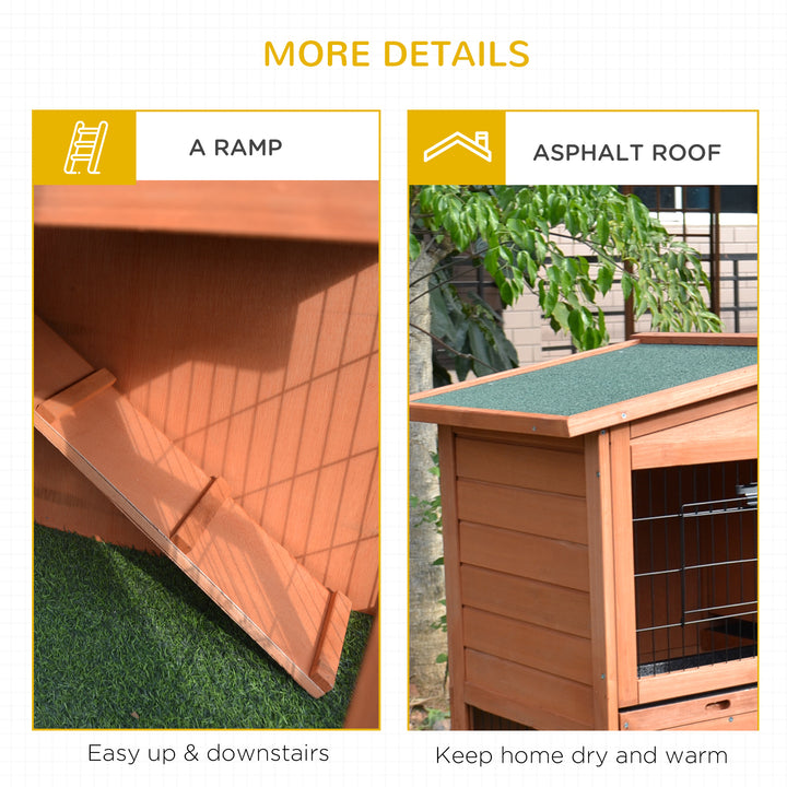 Rabbit Hutch Outdoor Guinea Pig Hutch 2-Tier Bunny Cage with No-Leak Tray 100.5 x 55 x 101 cm