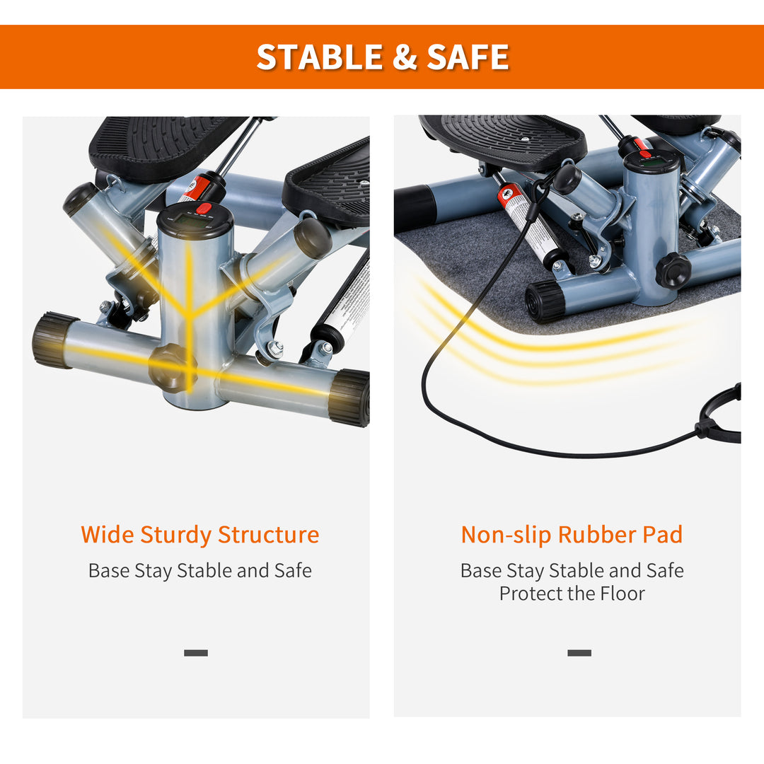 MCL Mini Stepper Step Machine with Resistance Bands and Cushion Mat for Leg Arm Full Body Training Fitness Stair Stepper