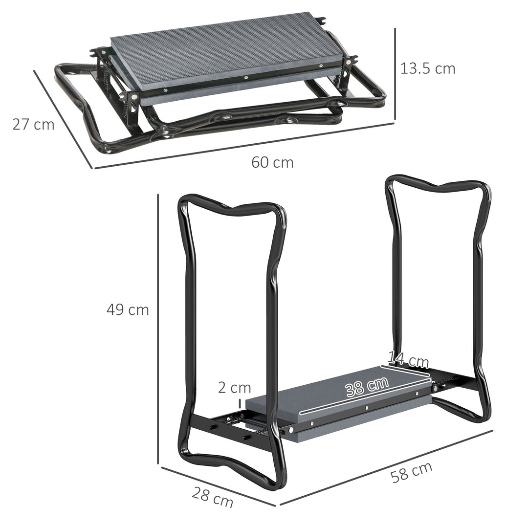 2 In 1 Garden Kneeler Seat Kneeling Pad Support Bench Foldable Knee Protector, Grey