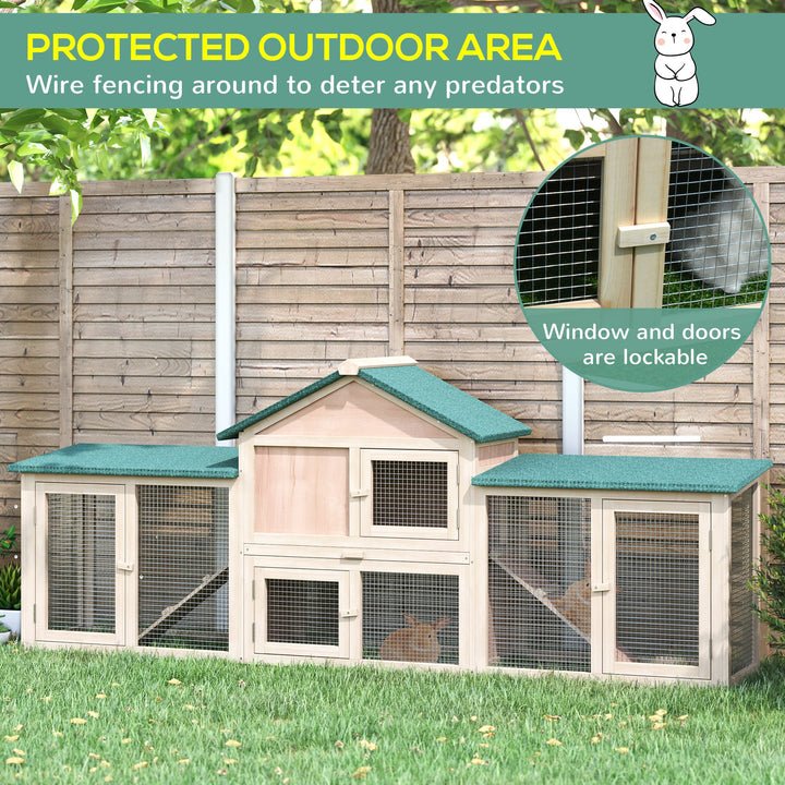 Guinea Pigs Hutches, 210Lx45.5Wx84.5H cm, Fir Wood-Natural Wood Colour
