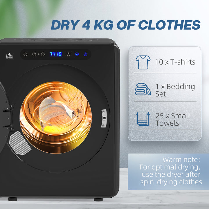 4kg Compact 40-60℃ Tumble Dryer - Black