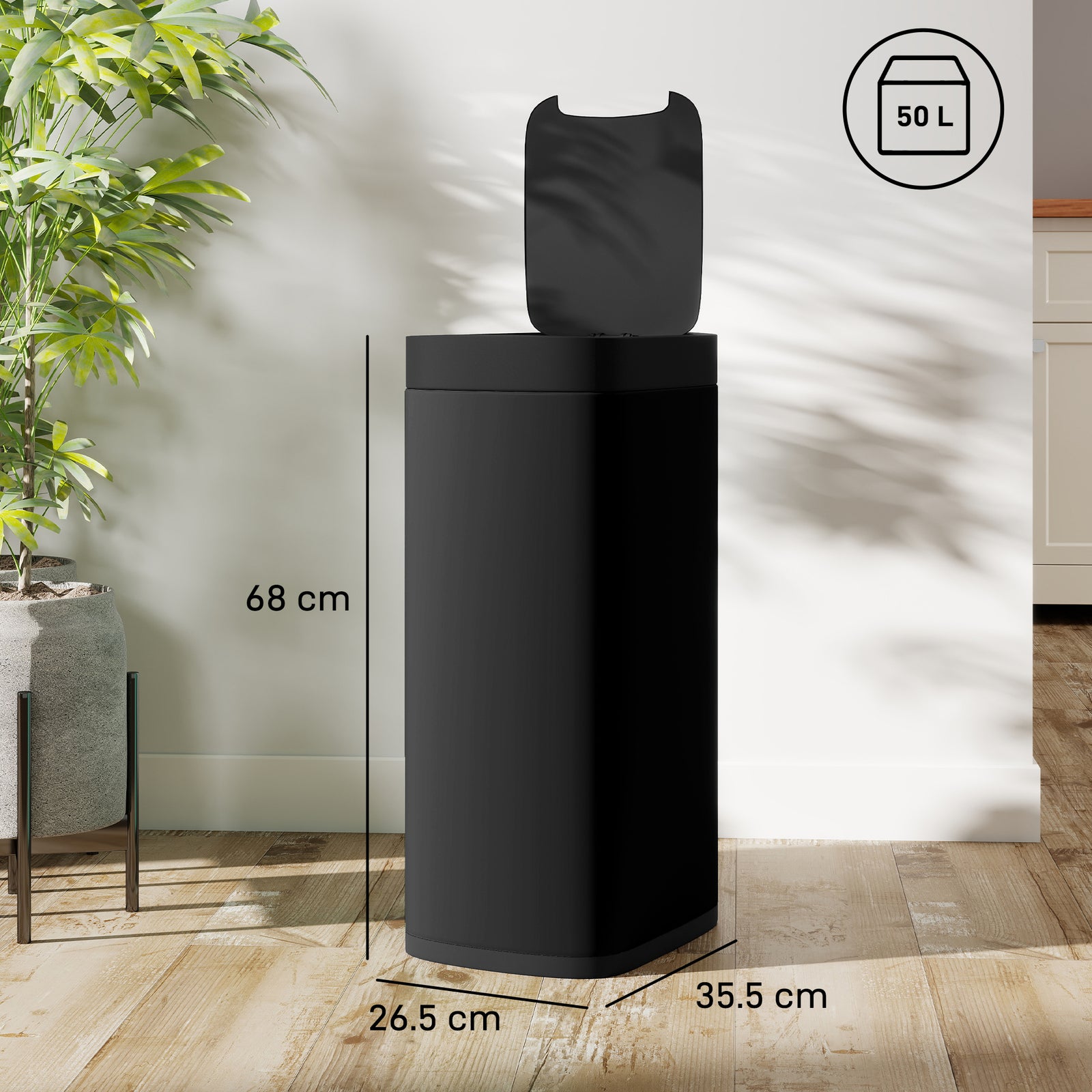 50L Sensor Bin, Automatic Kitchen Bin, Manual Override, Battery Operat