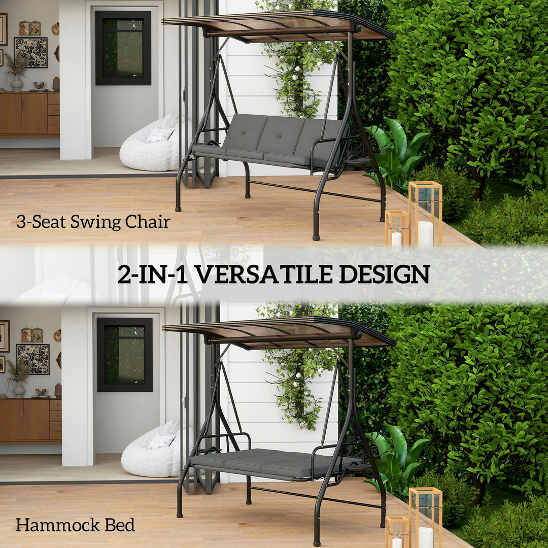 Convertible Three-Seater Swing Bench Bed - Dark Grey