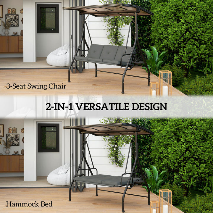 Convertible Three-Seater Swing Bench Bed - Dark Grey