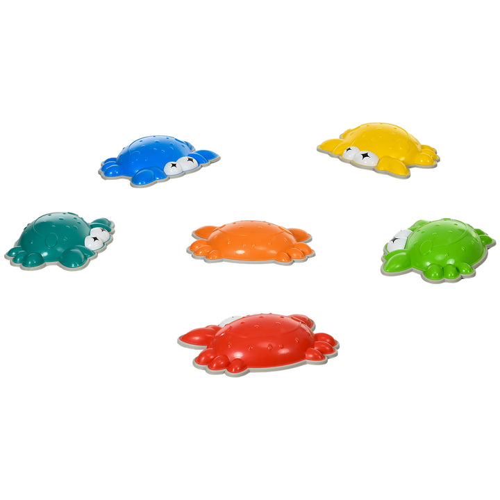 ZONEKIZ Crab-Shaped Kids' Stepping Stones, 6 Piece Set, TPE Anti-Slip Edges, for Balance and Coordination, Stackable, Multicolour | Aosom UK