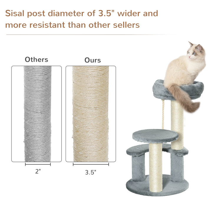 MCL 65cm Cat Tree, Cat Tower for Kittens, Small Cat Condo with Sisal Scratching Posts, Hanging Rope, Perches - Grey