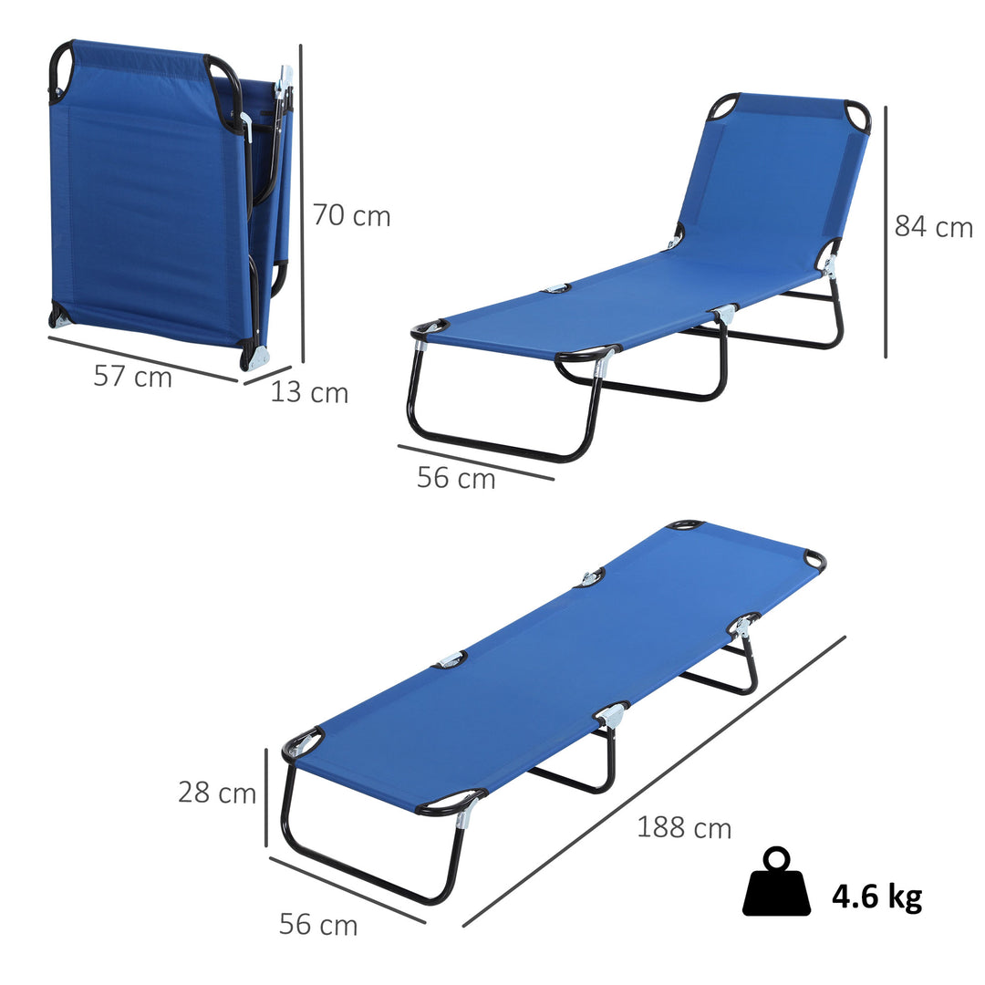MCL Foldable Sun Lounger with 5-Position Adjustable Backrest, Outdoor Portable Recliner Chaise Lounge Chair with Breathable Mesh Fabric, Blue