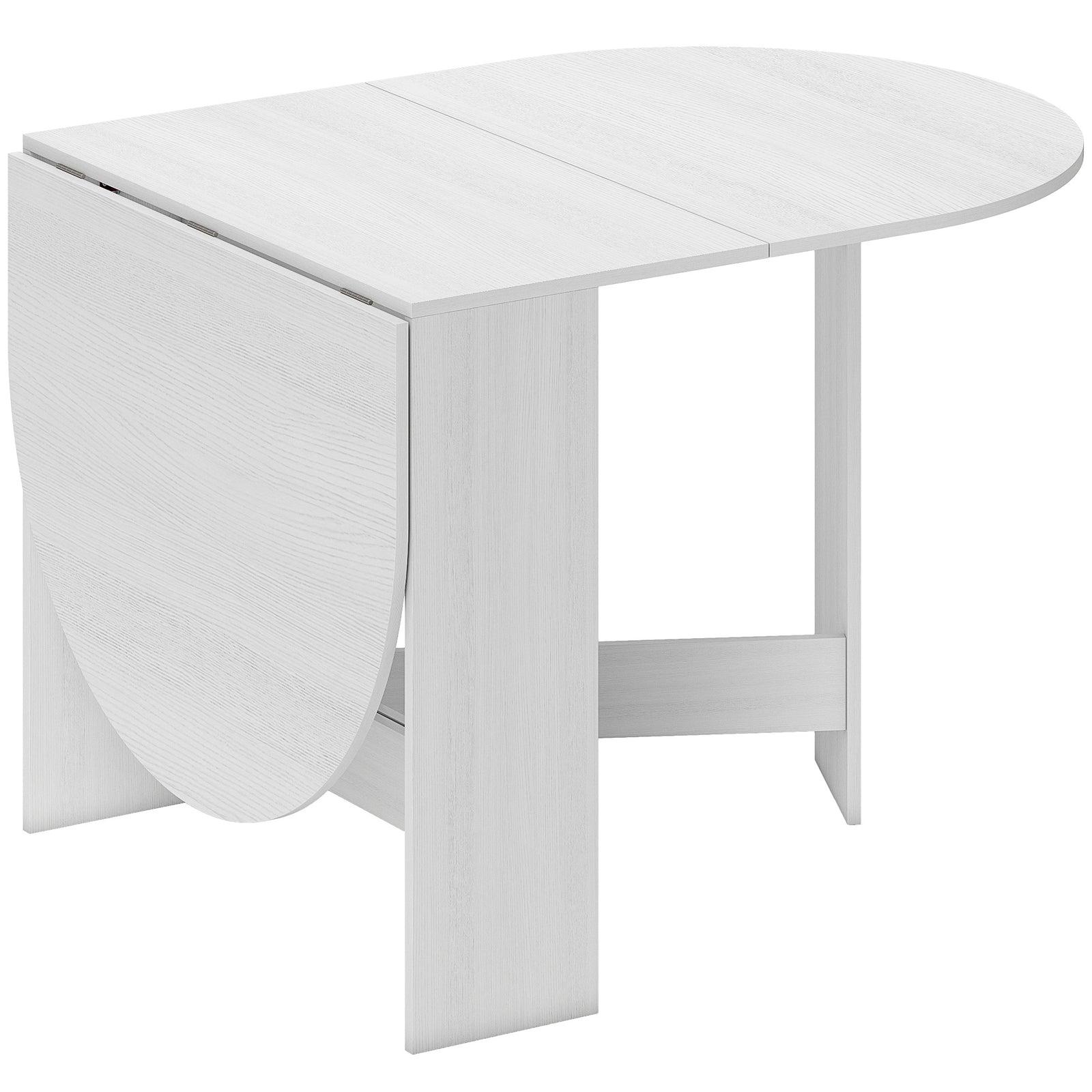 Folding Dining Table, Drop Leaf Table for Small Spaces, Oval Tabletop for Dining Room, Ash Wood-Effect