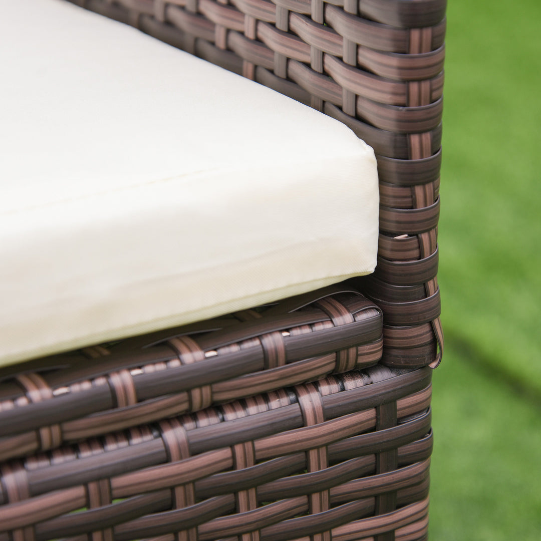 2 PC Outdoor Rattan Armchair Dining Chair Garden Patio Furniture w/ Armrests Cushions Mixed Brown