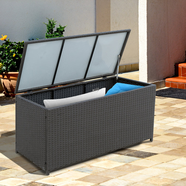 Outsunny Rattan Storage Box Outdoor Indoor Wicker Cabinet Chest Garden Furniture 118 x 54 x 59cm