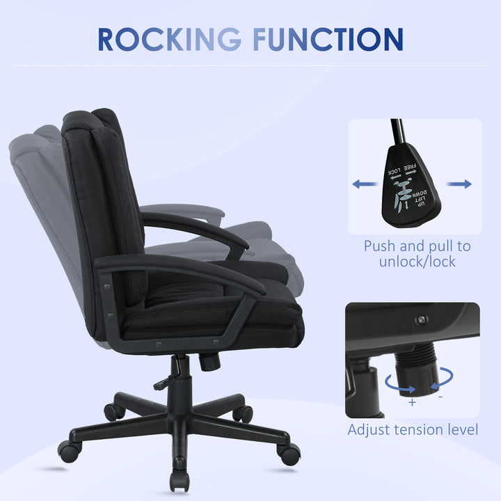 Linen-Look Padded Office Chair - Black
