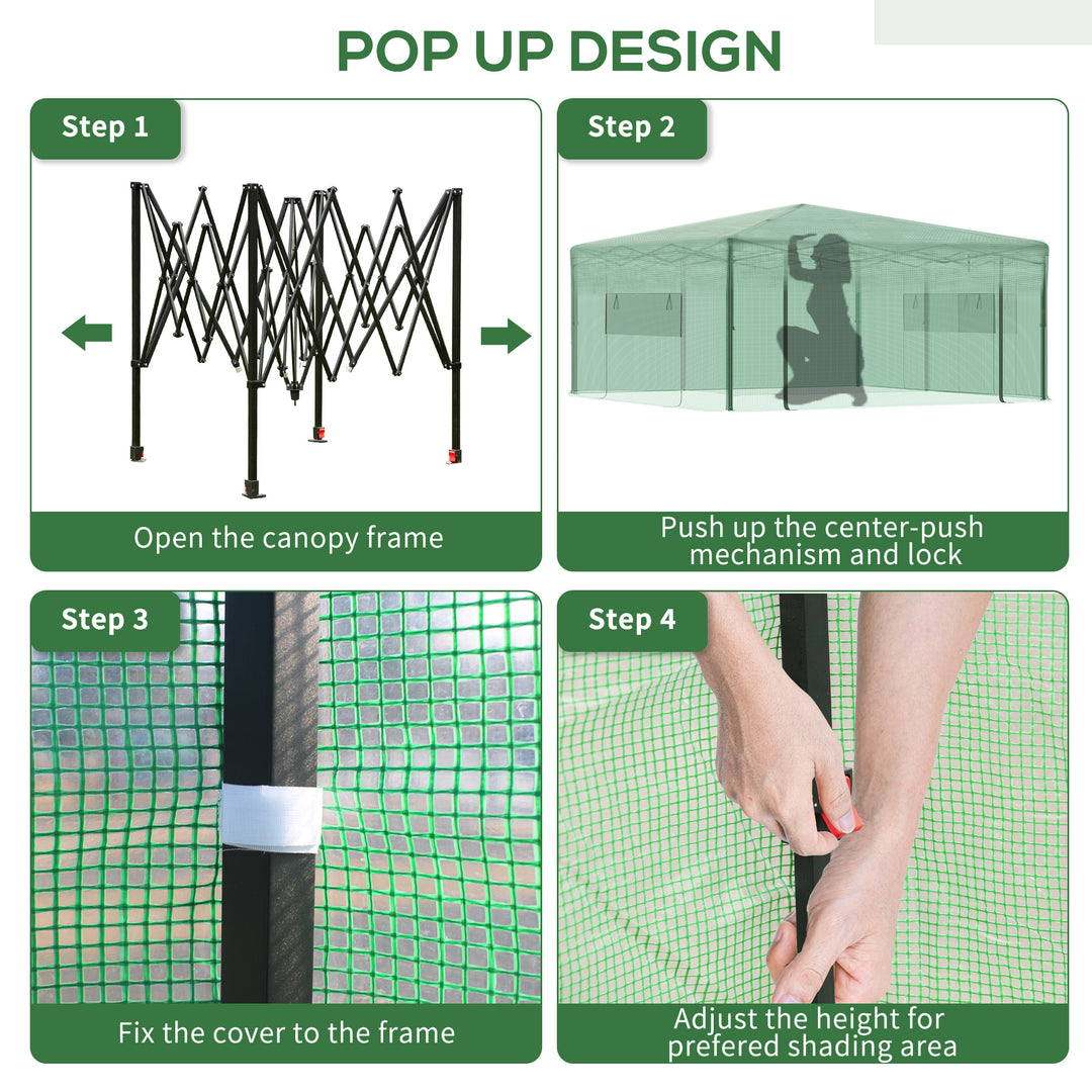 Pop-up Small Greenhouse, Outdoor Walk-in Tomato Greenhouse with Carrying Bag, PE Cover, Steel Frame, Green, 2.4L x 1.8W x 2.4H m